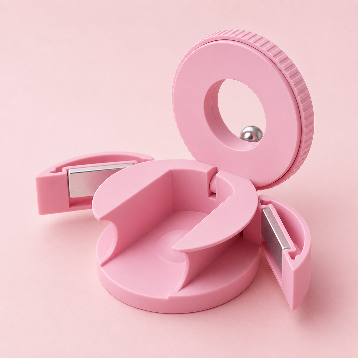 3D printed rotating side-open cat eye magnet tool in pink